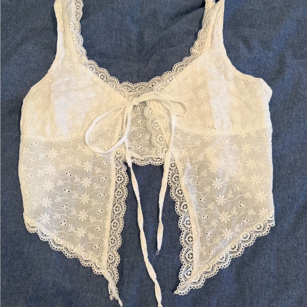 Lace Tie-Front Crop Top